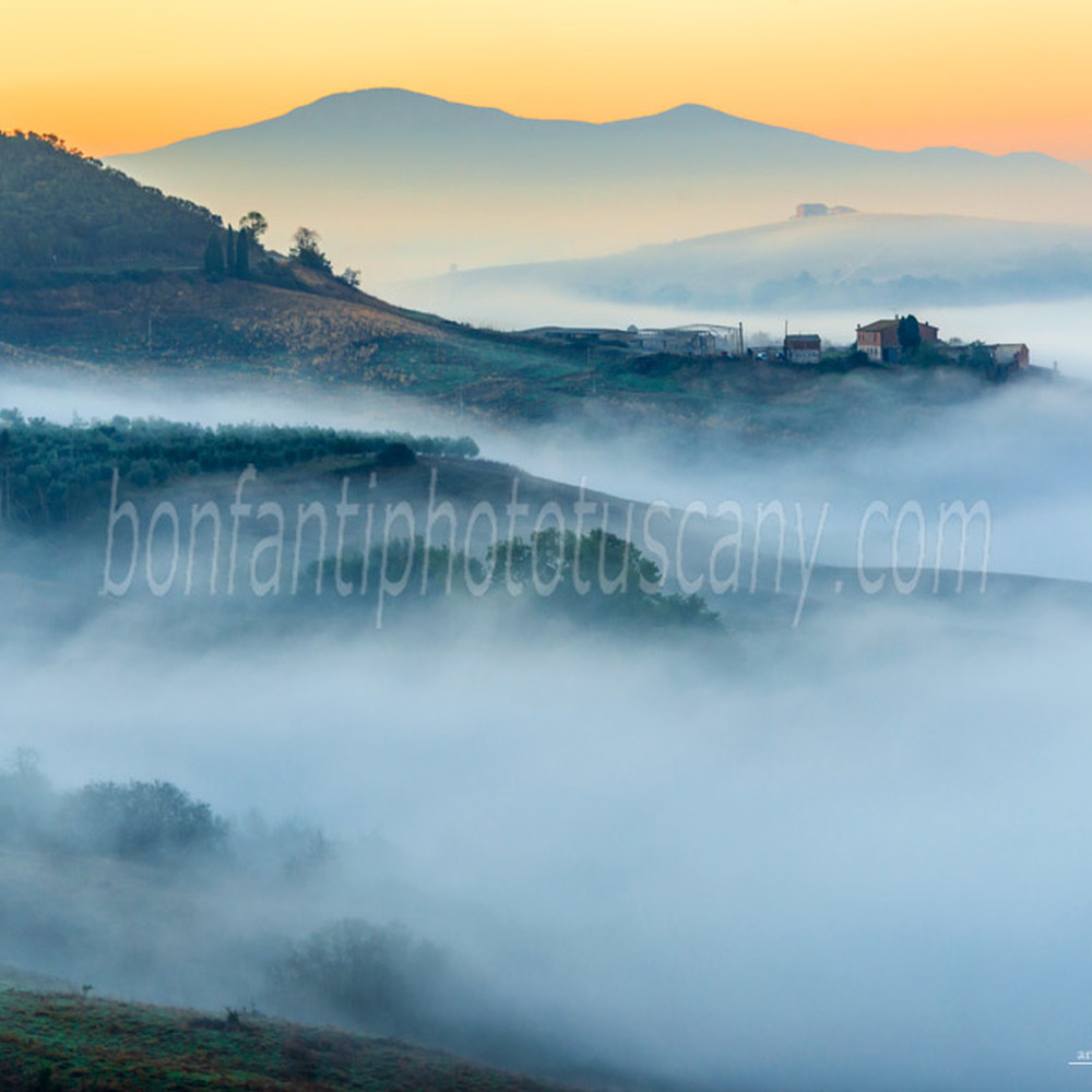 crete senesi landscape #31 a foggy morning in torre a castello